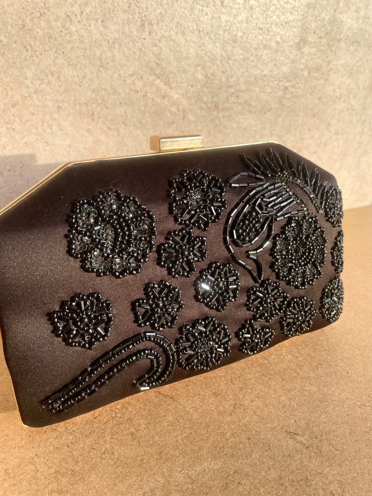 Black Clutch with Black Handwork