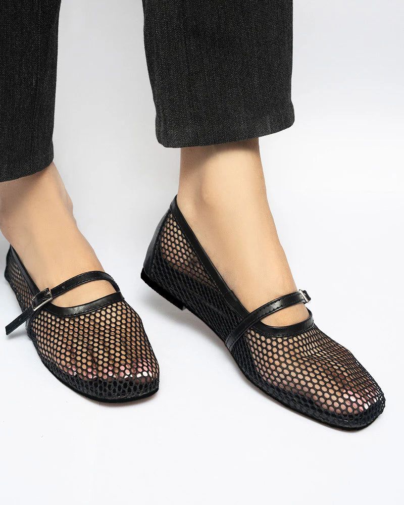ELLA Fishnet Ballet Pumps