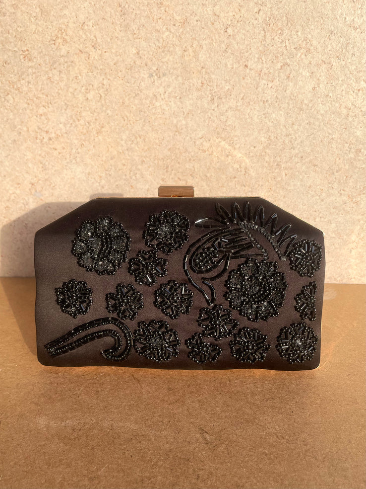 Black Clutch with Black Handwork