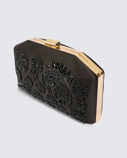 Black Clutch with Black Handwork