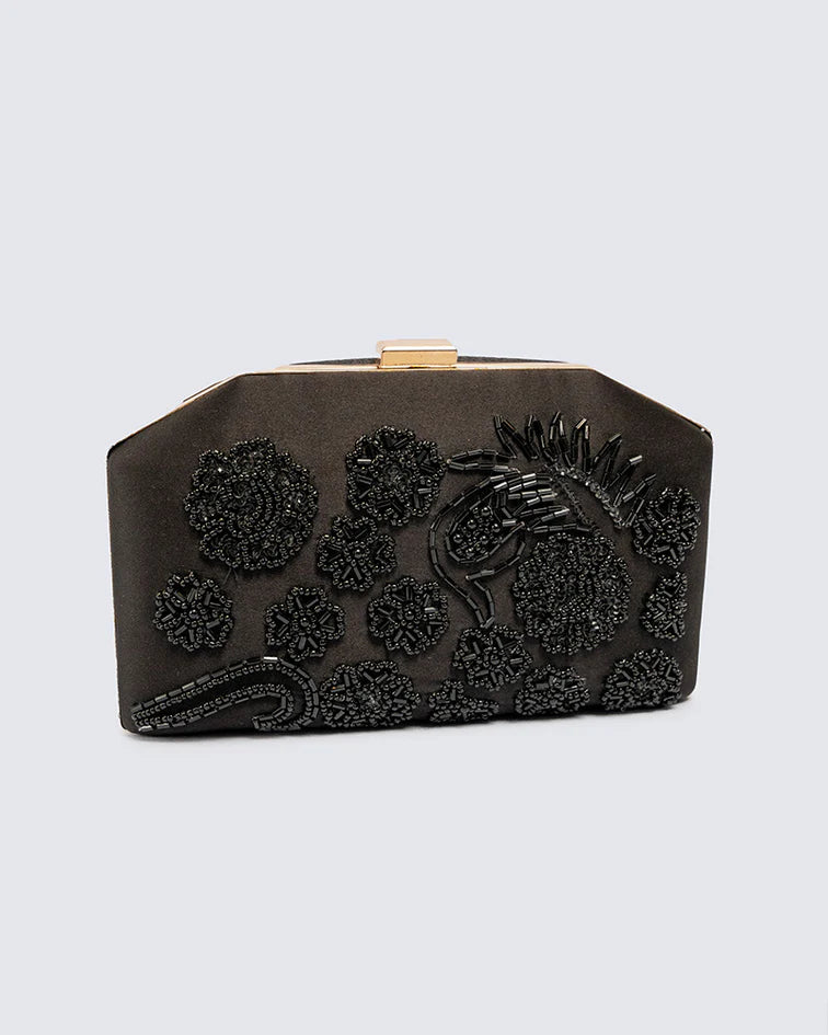 Black Clutch with Black Handwork