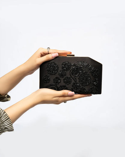 Black Clutch with Black Handwork