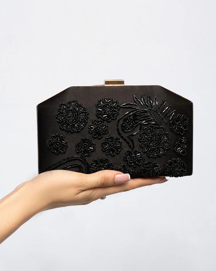 Black Clutch with Black Handwork