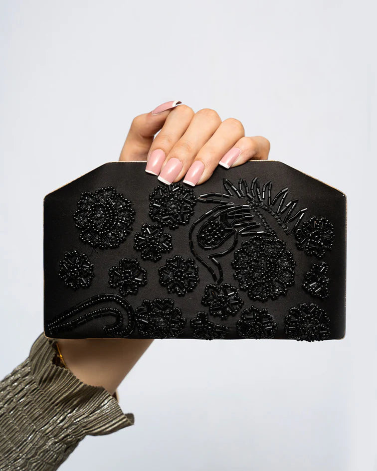 Black Clutch with Black Handwork