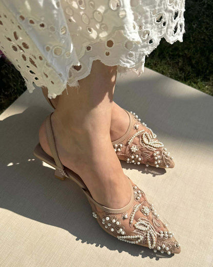MINZA Embellished Mesh Heels